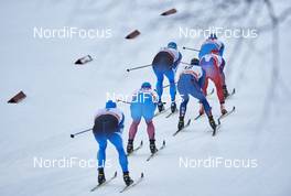 27.11.2015, Ruka, Finland (FIN): Toni Ketelae (FIN), Alexey Petukhov (RUS), Matias Strandvall (FIN), Andrew Newell (USA), Eirik Brandsdal (NOR), (l-r)  - FIS world cup cross-country, individual sprint, Ruka (FIN). www.nordicfocus.com. © Felgenhauer/NordicFocus. Every downloaded picture is fee-liable.