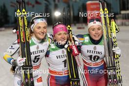 27.11.2015, Ruka, Finland (FIN): Stina Nilsson (SWE), Maiken Caspersen Falla (NOR), Ragnhild Haga (NOR), (l-r) - FIS world cup cross-country, individual sprint, Ruka (FIN). www.nordicfocus.com. © Modica/NordicFocus. Every downloaded picture is fee-liable.