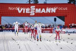 27.11.2015, Ruka, Finland (FIN): Ragnhild Haga (NOR), Stina Nilsson (SWE), Maiken Caspersen Falla (NOR), (l-r)  - FIS world cup cross-country, individual sprint, Ruka (FIN). www.nordicfocus.com. © Felgenhauer/NordicFocus. Every downloaded picture is fee-liable.