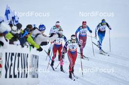 27.11.2015, Ruka, Finland (FIN): Kathrine Rolsted Harsem (NOR), Heidi Weng (NOR), Evgenia Shapovalova (RUS), Anne Kylloenen (FIN), (l-r)  - FIS world cup cross-country, individual sprint, Ruka (FIN). www.nordicfocus.com. © Felgenhauer/NordicFocus. Every downloaded picture is fee-liable.