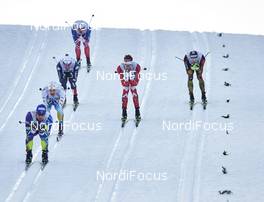 27.11.2015, Ruka, Finland (FIN): Baptiste Gros (FRA), Teodor Peterson (SWE), Len Valjas (CAN), Sebastian Eisenlauer (GER), (l-r)  - FIS world cup cross-country, individual sprint, Ruka (FIN). www.nordicfocus.com. © Felgenhauer/NordicFocus. Every downloaded picture is fee-liable.