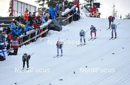 27.11.2015, Ruka, Finland (FIN): Laurien Van Der Graaff (SUI), Sadie Bjornsen (USA), Evelina Settlin (SWE), Therese Johaug (NOR), (l-r)  - FIS world cup cross-country, individual sprint, Ruka (FIN). www.nordicfocus.com. © Felgenhauer/NordicFocus. Every downloaded picture is fee-liable.