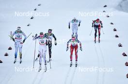 27.11.2015, Ruka, Finland (FIN): Evelina Settlin (SWE), Sadie Bjornsen (USA), Laurien Van Der Graaff (SUI), Therese Johaug (NOR), (l-r)  - FIS world cup cross-country, individual sprint, Ruka (FIN). www.nordicfocus.com. © Felgenhauer/NordicFocus. Every downloaded picture is fee-liable.