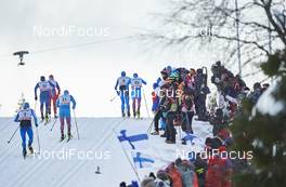 27.11.2015, Ruka, Finland (FIN): Toni Ketelae (FIN), Andrew Newell (USA), Sergey Ustiugov (RUS), Matias Strandvall (FIN), Alexey Petukhov (RUS), (l-r)  - FIS world cup cross-country, individual sprint, Ruka (FIN). www.nordicfocus.com. © Felgenhauer/NordicFocus. Every downloaded picture is fee-liable.