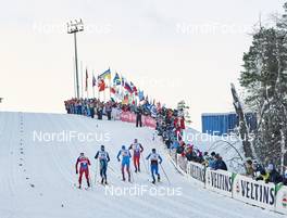 27.11.2015, Ruka, Finland (FIN): Eirik Brandsdal (NOR), Alexey Poltoranin (KAZ), Nikita Kriukov (RUS), Paal Golberg (NOR), Ristomatti Hakola (FIN), (l-r)  - FIS world cup cross-country, individual sprint, Ruka (FIN). www.nordicfocus.com. © Felgenhauer/NordicFocus. Every downloaded picture is fee-liable.