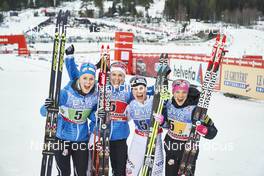 06.12.2015, Lillehammer, Norway (NOR): Sadie Bjornsen (USA), Rosie Brennan (USA), Jessica Diggins (USA), Elizabeth Stephen (USA), (l-r)  - FIS world cup cross-country, 4x5km women, Lillehammer (NOR). www.nordicfocus.com. © Felgenhauer/NordicFocus. Every downloaded picture is fee-liable.