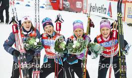 06.12.2015, Lillehammer, Norway (NOR): Heidi Weng (NOR), Ingvild Flugstad Oestberg (NOR), Therese Johaug (NOR), Maiken Caspersen Falla (NOR), (l-r)  - FIS world cup cross-country, 4x5km women, Lillehammer (NOR). www.nordicfocus.com. © Felgenhauer/NordicFocus. Every downloaded picture is fee-liable.
