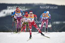 05.12.2015, Lillehammer, Norway (NOR): Andrey Larkov (RUS), Alex Harvey (CAN), Alexander Legkov (RUS), (l-r)  - FIS world cup cross-country, skiathlon men, Lillehammer (NOR). www.nordicfocus.com. © Felgenhauer/NordicFocus. Every downloaded picture is fee-liable.