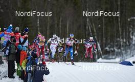 05.12.2015, Lillehammer, Norway (NOR): Therese Johaug (NOR), Charlotte Kalla (SWE), Kerttu Niskanen (FIN), Maiken Caspersen Falla (NOR), (l-r)  - FIS world cup cross-country, skiathlon women, Lillehammer (NOR). www.nordicfocus.com. © Felgenhauer/NordicFocus. Every downloaded picture is fee-liable.
