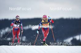 05.12.2015, Lillehammer, Norway (NOR): Heidi Weng (NOR), Therese Johaug (NOR), (l-r)  - FIS world cup cross-country, skiathlon women, Lillehammer (NOR). www.nordicfocus.com. © Felgenhauer/NordicFocus. Every downloaded picture is fee-liable.