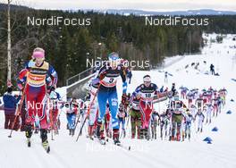 05.12.2015, Lillehammer, Norway (NOR): Therese Johaug (NOR), Kerttu Niskanen (FIN), Maiken Caspersen Falla (NOR), (l-r)  - FIS world cup cross-country, skiathlon women, Lillehammer (NOR). www.nordicfocus.com. © Felgenhauer/NordicFocus. Every downloaded picture is fee-liable.