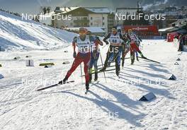 12.12.2015, Davos, Switzerland (SUI): Chris Andre Jespersen (NOR), Adrien Backscheider (FRA), Dario Cologna (SUI), (l-r)  - FIS world cup cross-country, 30km men, Davos (SUI). www.nordicfocus.com. © Felgenhauer/NordicFocus. Every downloaded picture is fee-liable.