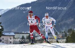 12.12.2015, Davos, Switzerland (SUI): Devon Kershaw (CAN), Daniel Richardsson (SWE), (l-r)  - FIS world cup cross-country, 30km men, Davos (SUI). www.nordicfocus.com. © Felgenhauer/NordicFocus. Every downloaded picture is fee-liable.