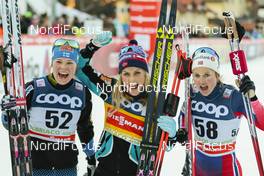 20.12.2015, Toblach, Italy (ITA): Krista Parmakoski (FIN), Therese Johaug (NOR), Ingvild Flugstad Oestberg (NOR), (l-r) - FIS world cup cross-country, 10km women, Toblach (ITA). www.nordicfocus.com. © Modica/NordicFocus. Every downloaded picture is fee-liable.