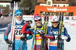 20.12.2015, Toblach, Italy (ITA): Alexander Bessmertnykh (RUS), Martin Johnsrud Sundby (NOR), Sjur Roethe (NOR), (l-r) - FIS world cup cross-country, 15km men, Toblach (ITA). www.nordicfocus.com. © Modica/NordicFocus. Every downloaded picture is fee-liable.