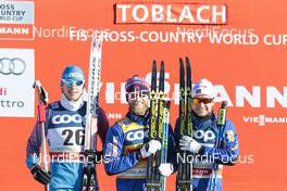 20.12.2015, Toblach, Italy (ITA): Alexander Bessmertnykh (RUS), Martin Johnsrud Sundby (NOR), Sjur Roethe (NOR), (l-r) - FIS world cup cross-country, 15km men, Toblach (ITA). www.nordicfocus.com. © Modica/NordicFocus. Every downloaded picture is fee-liable.