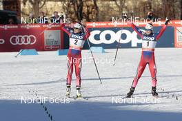 19.12.2015, Toblach, Italy (ITA): Maiken Caspersen Falla (NOR), Ingvild Flugstad Oestberg (NOR), (l-r)  - FIS world cup cross-country, individual sprint, Toblach (ITA). www.nordicfocus.com. © Modica/NordicFocus. Every downloaded picture is fee-liable.