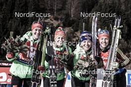11.12.2015, Hochfilzen, Austria (AUT): Maren Hammerschmidt (GER), Franziska Hildebrand (GER), Miriam Goessner (GER), Laura Dahlmeier (GER), (l-r) -  IBU world cup biathlon, sprint women, Hochfilzen (AUT). www.nordicfocus.com. © Manzoni/NordicFocus. Every downloaded picture is fee-liable.