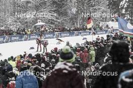 15.01.2016, Ruhpolding, Germany (GER): Andrejs Rastorgujevs (LAT), Eric Lesser (GER), (l-r) -  IBU world cup biathlon, relay men, Ruhpolding (GER). www.nordicfocus.com. © Manzoni/NordicFocus. Every downloaded picture is fee-liable.