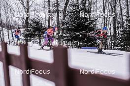 13.02.2016, Presque Isle, United States of America (USA): Simon Fourcade (FRA), Lowell Bailey (USA), Eric Lesser (GER), (l-r) -  IBU world cup biathlon, relay men, Presque Isle (USA). www.nordicfocus.com. © Manzoni/NordicFocus. Every downloaded picture is fee-liable.