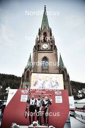 03.02.2016, Drammen, Norway (NOR): Ola Vigen Hattestad (NOR), Petter Northug (NOR), Eirik Brandsdal (NOR), (l-r) - FIS world cup cross-country, individual sprint, Drammen (NOR). www.nordicfocus.com. © Felgenhauer/NordicFocus. Every downloaded picture is fee-liable.