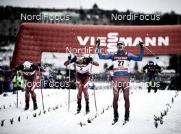 11.02.2016, Stockholm, Sweden (SWE): Petter Northug (NOR), Ola Vigen Hattestad (NOR), Nikita Kriukov (RUS), (l-r)  - FIS world cup cross-country, individual sprint, Stockholm (SWE). www.nordicfocus.com. © Felgenhauer/NordicFocus. Every downloaded picture is fee-liable.