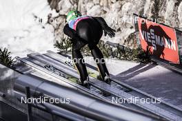 30.01.2016, Oberstdorf, Germany (GER): Event Feature: prejumper in the inrun - FIS world cup ski jumping ladies, individual HS106, Oberstdorf (GER). www.nordicfocus.com. © Manzoni/NordicFocus. Every downloaded picture is fee-liable.