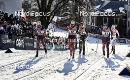 03.02.2016, Drammen, Norway (NOR): Heidi Weng (NOR), Kari Vikhagen Gjeitnes (0), Hanna Kolb (GER), Polina Kovaleva (RUS), Jennie Oeberg (SWE), (l-r)  - FIS world cup cross-country, individual sprint, Drammen (NOR). www.nordicfocus.com. © Felgenhauer/NordicFocus. Every downloaded picture is fee-liable.
