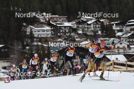 16.01.2015, Seefeld, Austria (AUT): FAISST Manuel (GER), LANGE Jakob (GER), HUG Tim (SUI), BRAUD Francois (FRA)    - FIS world cup nordic combined, individual gundersen HS109/5km, Seefeld (AUT). www.nordicfocus.com. © Modica/NordicFocus. Every downloaded picture is fee-liable.