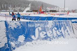 17.01.2015, Seefeld, Austria (AUT): Venue, the Cross Country Stadium being prepared for the competition - FIS world cup nordic combined, individual gundersen HS109/10km, Seefeld (AUT). www.nordicfocus.com. © Modica/NordicFocus. Every downloaded picture is fee-liable.