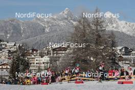 18.01.2015, Seefeld, Austria (AUT): Jakob LANGE (GER), Mario STECHER (AUT), Tim HUG (SUI), (r-l) - FIS world cup nordic combined, individual gundersen HS109/15km, Seefeld (AUT). www.nordicfocus.com. © Modica/NordicFocus. Every downloaded picture is fee-liable.