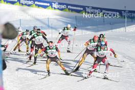 01.02.2015, Val di Fiemme, Italy (ITA): Fabian Riessle (GER), Lukas Klapfer (AUT), Francois Braud (FRA), Johannes Rydzek (GER) - FIS world cup nordic combined, individual gundersen HS134/10km, Val di Fiemme (ITA). www.nordicfocus.com. © Modica/NordicFocus. Every downloaded picture is fee-liable.