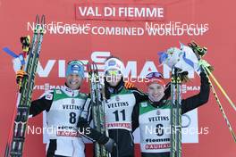 01.02.2015, Val di Fiemme, Italy (ITA): Bernhard Gruber (AUT), Joergen Graabak (NOR), Fabian Riessle (GER), (l-r) - FIS world cup nordic combined, individual gundersen HS134/10km, Val di Fiemme (ITA). www.nordicfocus.com. © Modica/NordicFocus. Every downloaded picture is fee-liable.