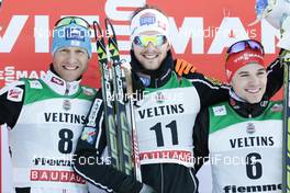 01.02.2015, Val di Fiemme, Italy (ITA): Bernhard Gruber (AUT), Joergen Graabak (NOR), Fabian Riessle (GER), (l-r) - FIS world cup nordic combined, individual gundersen HS134/10km, Val di Fiemme (ITA). www.nordicfocus.com. © Modica/NordicFocus. Every downloaded picture is fee-liable.