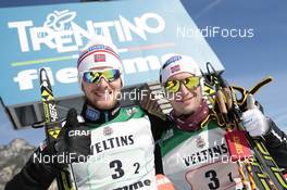 31.01.2015, Val di Fiemme, Italy (ITA): Joergen Graabak (NOR) and Jan Schmid (NOR)   - FIS world cup nordic combined, team sprint HS134/2x7.5km, Val di Fiemme (ITA). www.nordicfocus.com. © Modica/NordicFocus. Every downloaded picture is fee-liable.