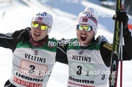 31.01.2015, Val di Fiemme, Italy (ITA): Jan Schmid (NOR) and Joergen Graabak (NOR)  - FIS world cup nordic combined, team sprint HS134/2x7.5km, Val di Fiemme (ITA). www.nordicfocus.com. © Modica/NordicFocus. Every downloaded picture is fee-liable.