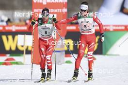 31.01.2015, Val di Fiemme, Italy (ITA): Alessandro Pittin (ITA) and Armin Bauer (ITA) - FIS world cup nordic combined, team sprint HS134/2x7.5km, Val di Fiemme (ITA). www.nordicfocus.com. © Modica/NordicFocus. Every downloaded picture is fee-liable.