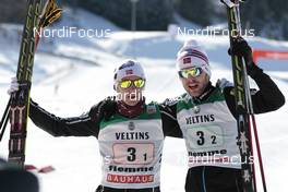 31.01.2015, Val di Fiemme, Italy (ITA): Jan Schmid (NOR) and Joergen Graabak (NOR)  - FIS world cup nordic combined, team sprint HS134/2x7.5km, Val di Fiemme (ITA). www.nordicfocus.com. © Modica/NordicFocus. Every downloaded picture is fee-liable.