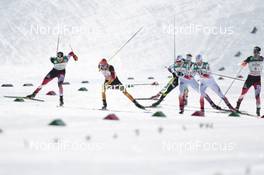 31.01.2015, Val di Fiemme, Italy (ITA): Bernhard Gruber (AUT), Fabian Riessle (GER), Joergen Graabak (NOR)  - FIS world cup nordic combined, team sprint HS134/2x7.5km, Val di Fiemme (ITA). www.nordicfocus.com. © Modica/NordicFocus. Every downloaded picture is fee-liable.