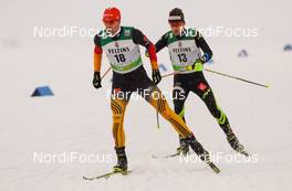 06.03.2015, Lahti, Finland (FIN): Bjoern Kircheisen (GER), Fischer followed by Francois Braud (FRA), Fischer, One Way - FIS world cup nordic combined, individual gundersen HS130/10km, Lahti (FIN). www.nordicfocus.com. © Laiho/NordicFocus. Every downloaded picture is fee-liable.