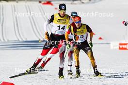 14.03.2015, Oslo, Norway (NOR): (l-r) Bernhard Gruber (AUT), Fischer, Leki, Rottefella, Loeffler and Fabian Riessle (GER), Fischer, One Way, Rottefella, Adidas - FIS world cup nordic combined, individual gundersen HS134/10km, Oslo (NOR). www.nordicfocus.com. © Laiho/NordicFocus. Every downloaded picture is fee-liable.