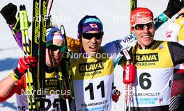 14.03.2015, Oslo, Norway (NOR): (l-r) Alessandro Pittin (ITA), Fischer, Akito Watabe (JPN), Fischer, Swix and Johannes Rydzek (GER), Fischer, Swix, Rottefella, Adidas - FIS world cup nordic combined, individual gundersen HS134/10km, Oslo (NOR). www.nordicfocus.com. © Laiho/NordicFocus. Every downloaded picture is fee-liable.