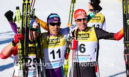 14.03.2015, Oslo, Norway (NOR): (l-r) Alessandro Pittin (ITA), Fischer, Akito Watabe (JPN), Fischer, Swix and Johannes Rydzek (GER), Fischer, Swix, Rottefella, Adidas - FIS world cup nordic combined, individual gundersen HS134/10km, Oslo (NOR). www.nordicfocus.com. © Laiho/NordicFocus. Every downloaded picture is fee-liable.