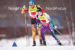 22.02.2015, Falun, Sweden (SWE): Taihei Kato (JPN), Tino Edelmann (GER), (l-r)  - FIS nordic world ski championships, nordic combined, team HS100/4x5km, Falun (SWE). www.nordicfocus.com. © NordicFocus. Every downloaded picture is fee-liable.