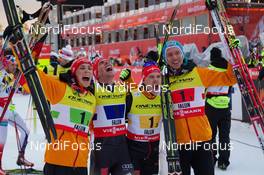 22.02.2015, Falun, Sweden (SWE): Eric Frenzel (GER), Johannes Rydzek (GER), Fabian Riessle (GER), Tino Edelmann (GER) - FIS nordic world ski championships, nordic combined, team HS100/4x5km, Falun (SWE). www.nordicfocus.com. © NordicFocus. Every downloaded picture is fee-liable.