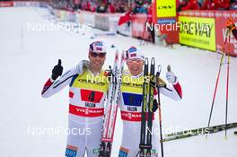 28.02.2015, Falun, Sweden (SWE): Magnus Moan (NOR), Haavard Klemetsen (NOR) - FIS nordic world ski championships, nordic combined, team sprint HS134/2x7.5km, Falun (SWE). www.nordicfocus.com. © NordicFocus. Every downloaded picture is fee-liable.