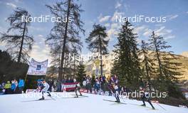 19.12.2015, Ramsau, Austria (AUT): a group of athletes with austrian fans   - FIS world cup nordic combined, individual gundersen HS96/10km, Ramsau (AUT). www.nordicfocus.com. © Felgenhauer/NordicFocus. Every downloaded picture is fee-liable.
