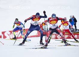19.12.2015, Ramsau, Austria (AUT): Magnus Hovdal Moan (NOR), Wilhelm Denifl (AUT), Yoshito Watabe (JPN), (l-r)  - FIS world cup nordic combined, individual gundersen HS96/10km, Ramsau (AUT). www.nordicfocus.com. © Felgenhauer/NordicFocus. Every downloaded picture is fee-liable.