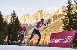 20.12.2015, Ramsau, Austria (AUT): Tino Edelmann (GER), Johannes Rydzek (GER), Joergen Graabak (NOR), (l-r)  - FIS world cup nordic combined, individual gundersen HS96/10km, Ramsau (AUT). www.nordicfocus.com. © Felgenhauer/NordicFocus. Every downloaded picture is fee-liable.