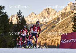 20.12.2015, Ramsau, Austria (AUT): Philipp Orter (AUT), David Pommer (AUT), (l-r)  - FIS world cup nordic combined, individual gundersen HS96/10km, Ramsau (AUT). www.nordicfocus.com. © Felgenhauer/NordicFocus. Every downloaded picture is fee-liable.